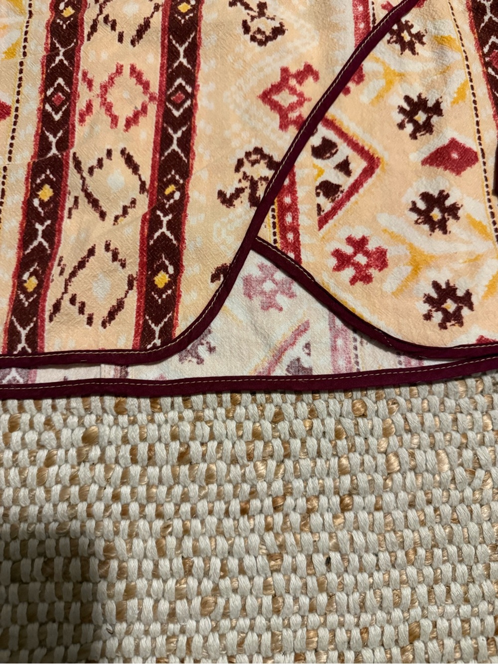 Free People Women’s Wrap Skirt in Cream and Maroon - Picture 3 of 8